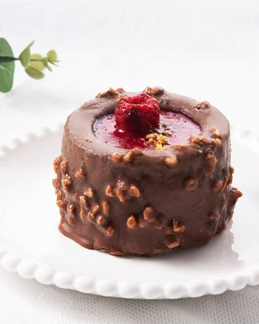 Raspberry Brownie Mousse Cake