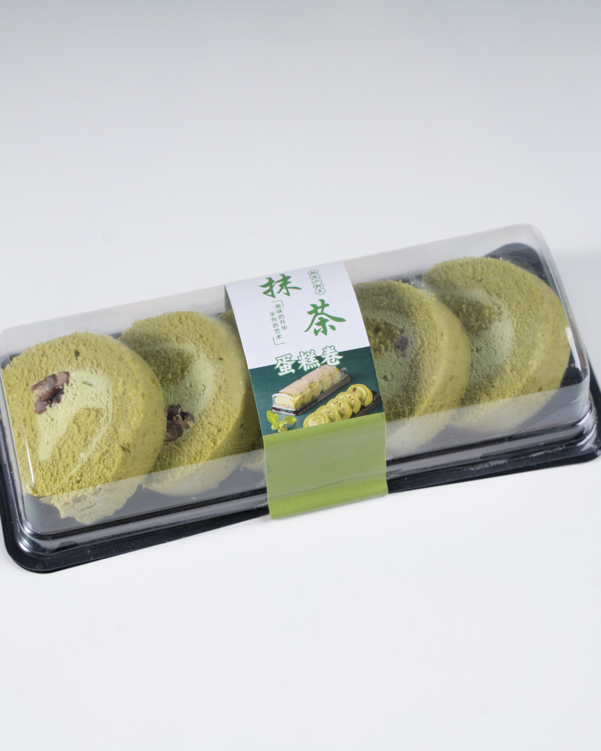 抹茶红豆瑞士卷蛋糕