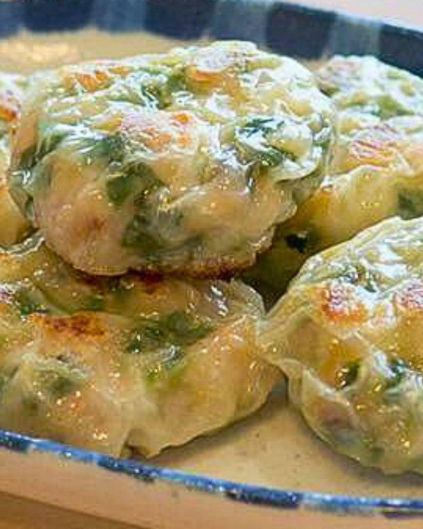 手工鲜虾韭菜饼